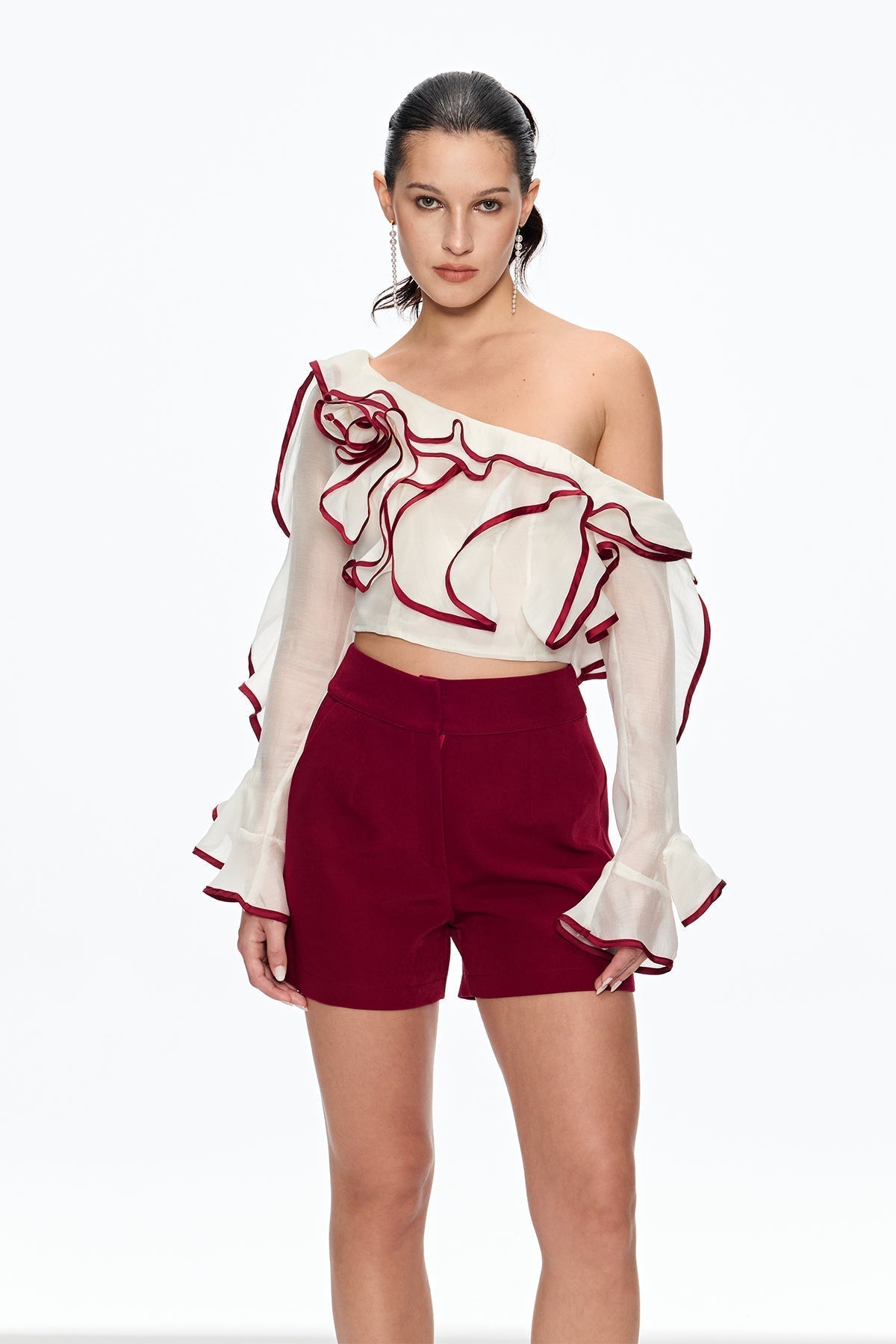 Camille Single Shoulder Ruffle Pants Set Avalabel