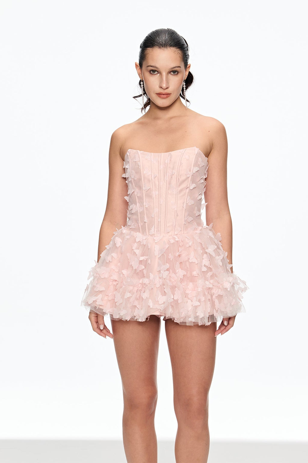 Aurora Butterfly Corset Puffy Mini Dress in Pink Avalabel