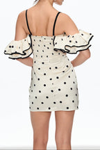 hermosa Dot Off Shoulder Mini Dress In White Avalabel