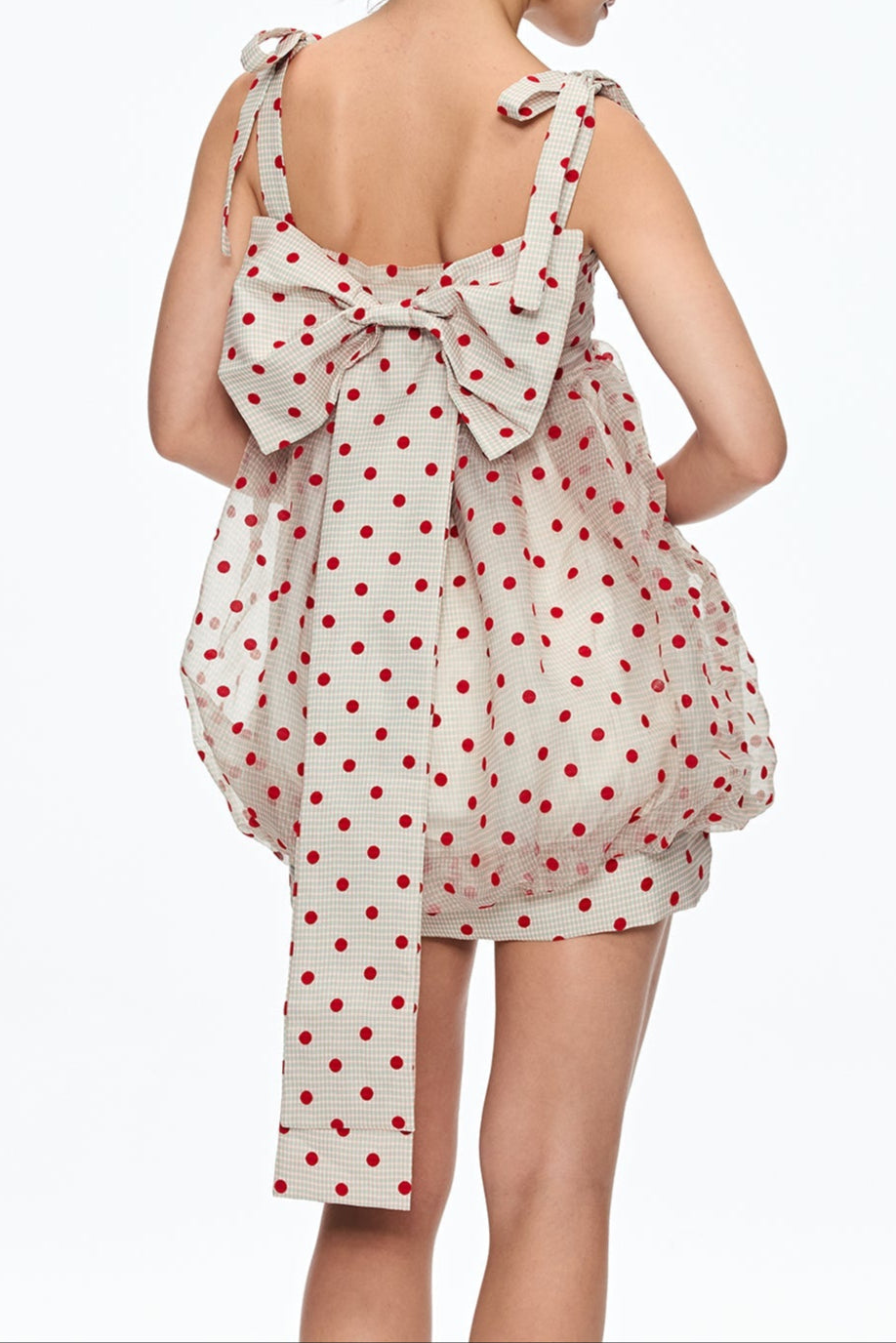 jennifer Dot Grid Bow Mini Dress Avalabel
