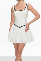 Irene Sleeveless Ruch Mini Dress in White Avalabel