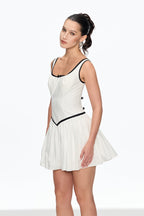 Irene Sleeveless Ruch Mini Dress in White Avalabel