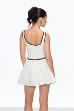 Irene Sleeveless Ruch Mini Dress in White Avalabel