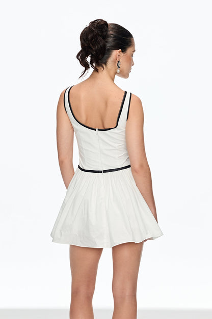 Irene Sleeveless Ruch Mini Dress in White