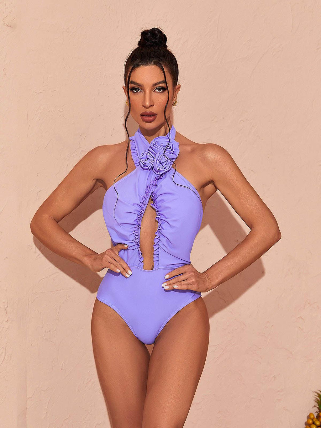 Cally Halterneck Swimwear Two Piece Set In Lilac Avalabel