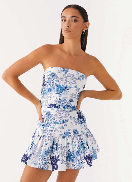 Carmel Mini Dress - Serene Sky Floral Avalabel