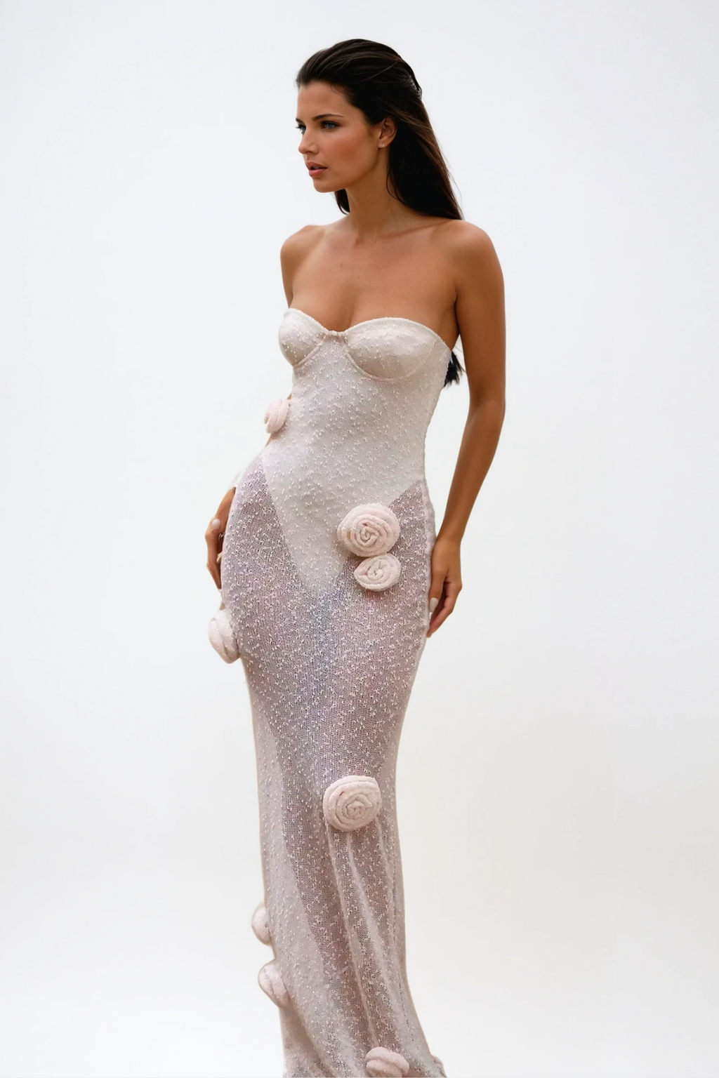 Katherine Strapless Flower Maxi Dress Avalabel