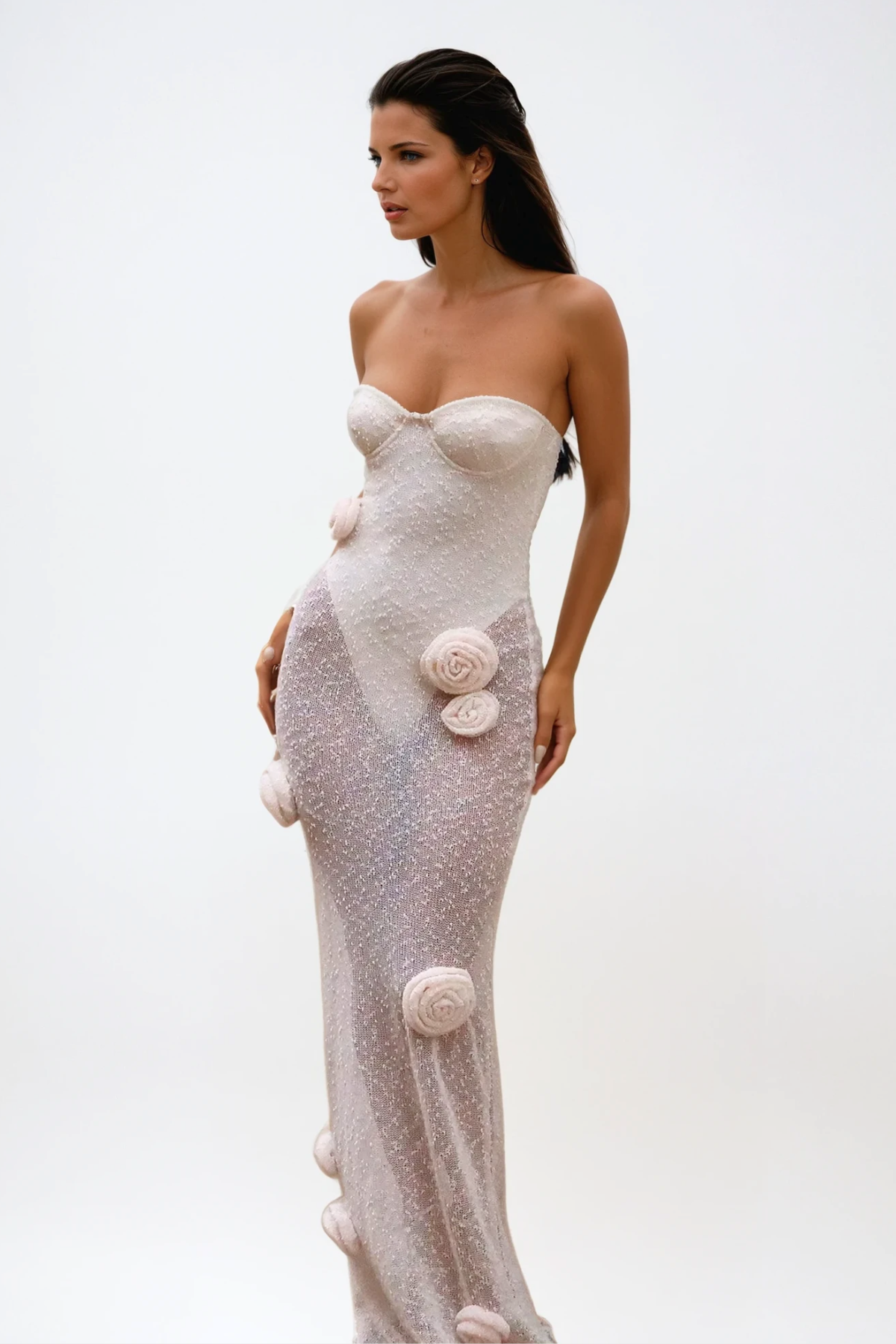 Katherine Strapless Flower Maxi Dress Avalabel