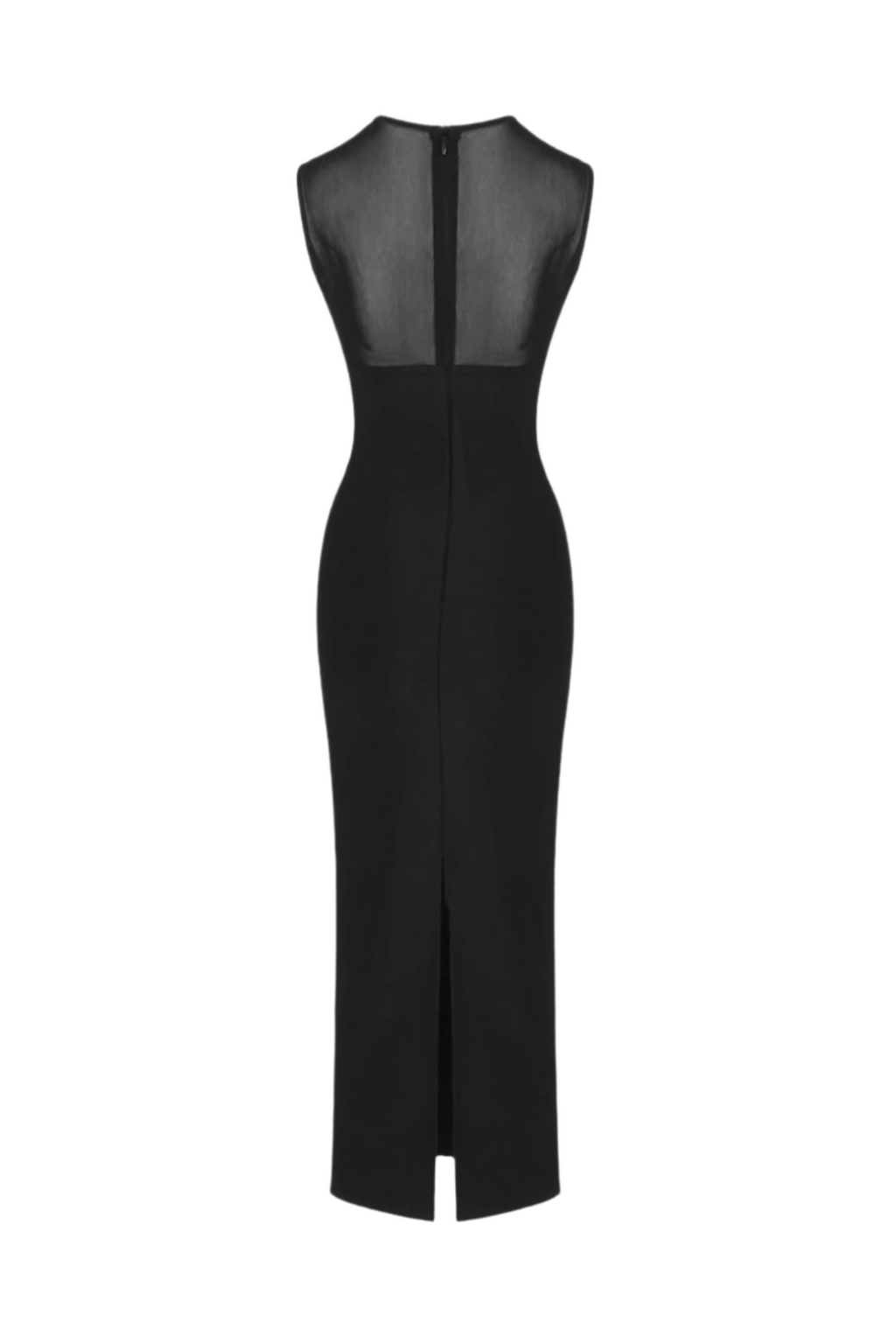 Carmina Mesh Paneled Maxi Bandage Dress in Black Avalabel