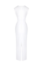 Carmina Mesh Paneled Maxi Bandage Dress in White Avalabel