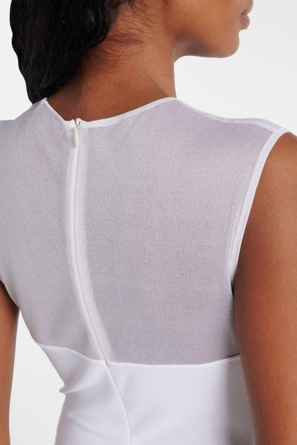 Carmina Mesh Paneled Maxi Bandage Dress in White Avalabel