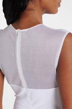 Carmina Mesh Paneled Maxi Bandage Dress in White Avalabel
