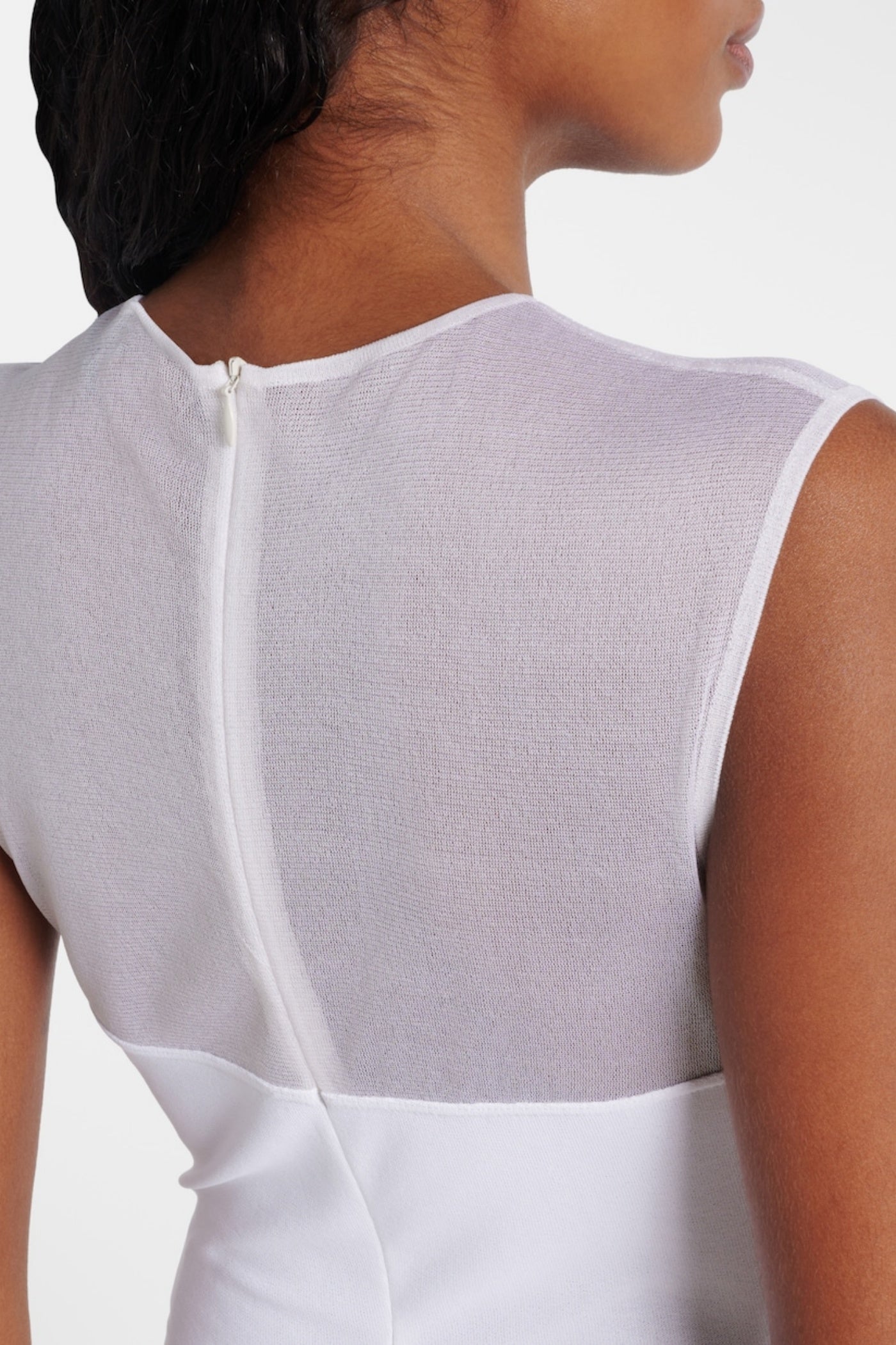 Carmina Mesh Paneled Maxi Bandage Dress in White Avalabel