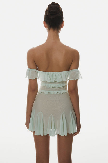 Charelle Off Shoulder Ruffle Mini Dress Avalabel
