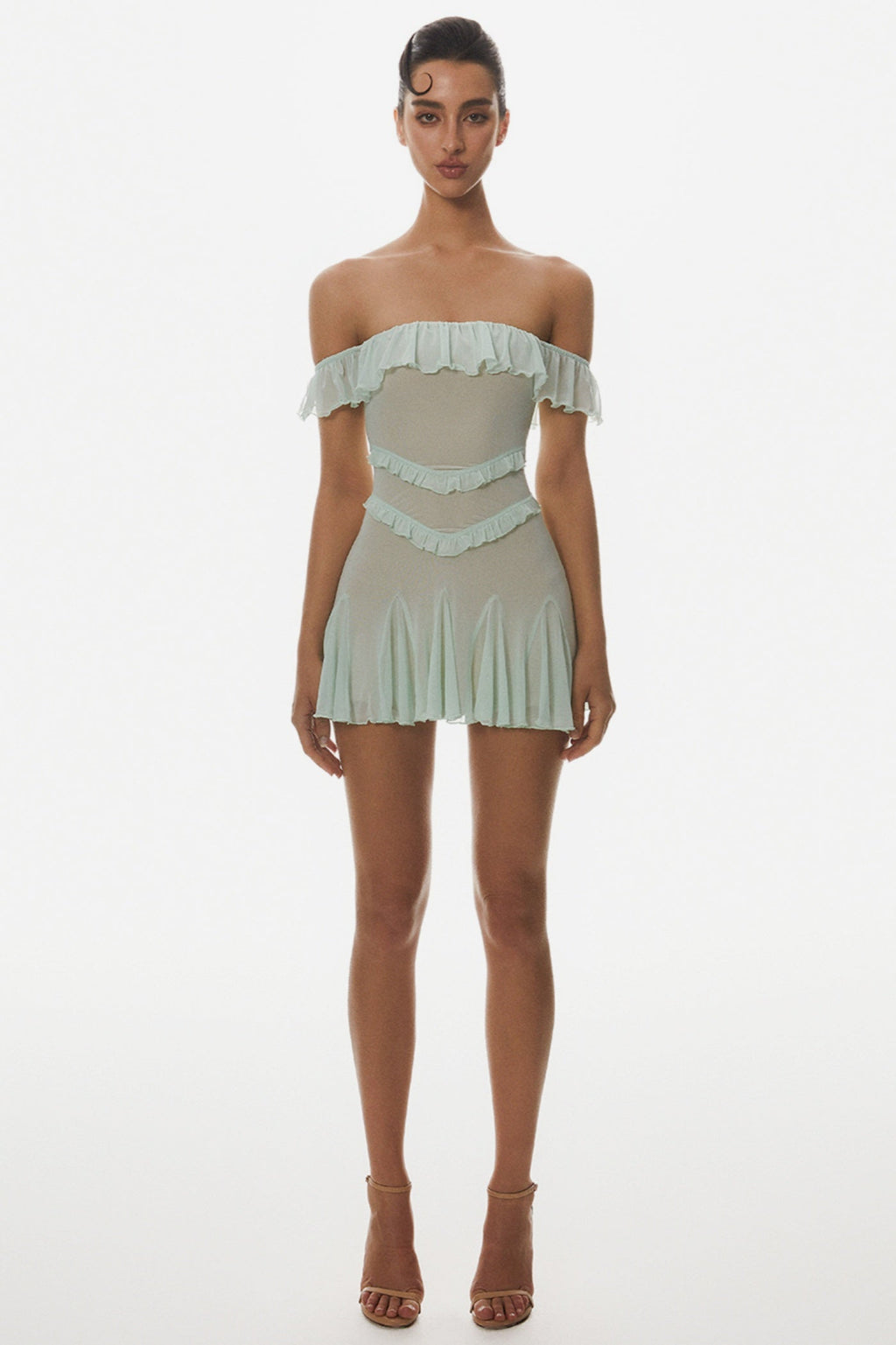 Charelle Off Shoulder Ruffle Mini Dress Avalabel