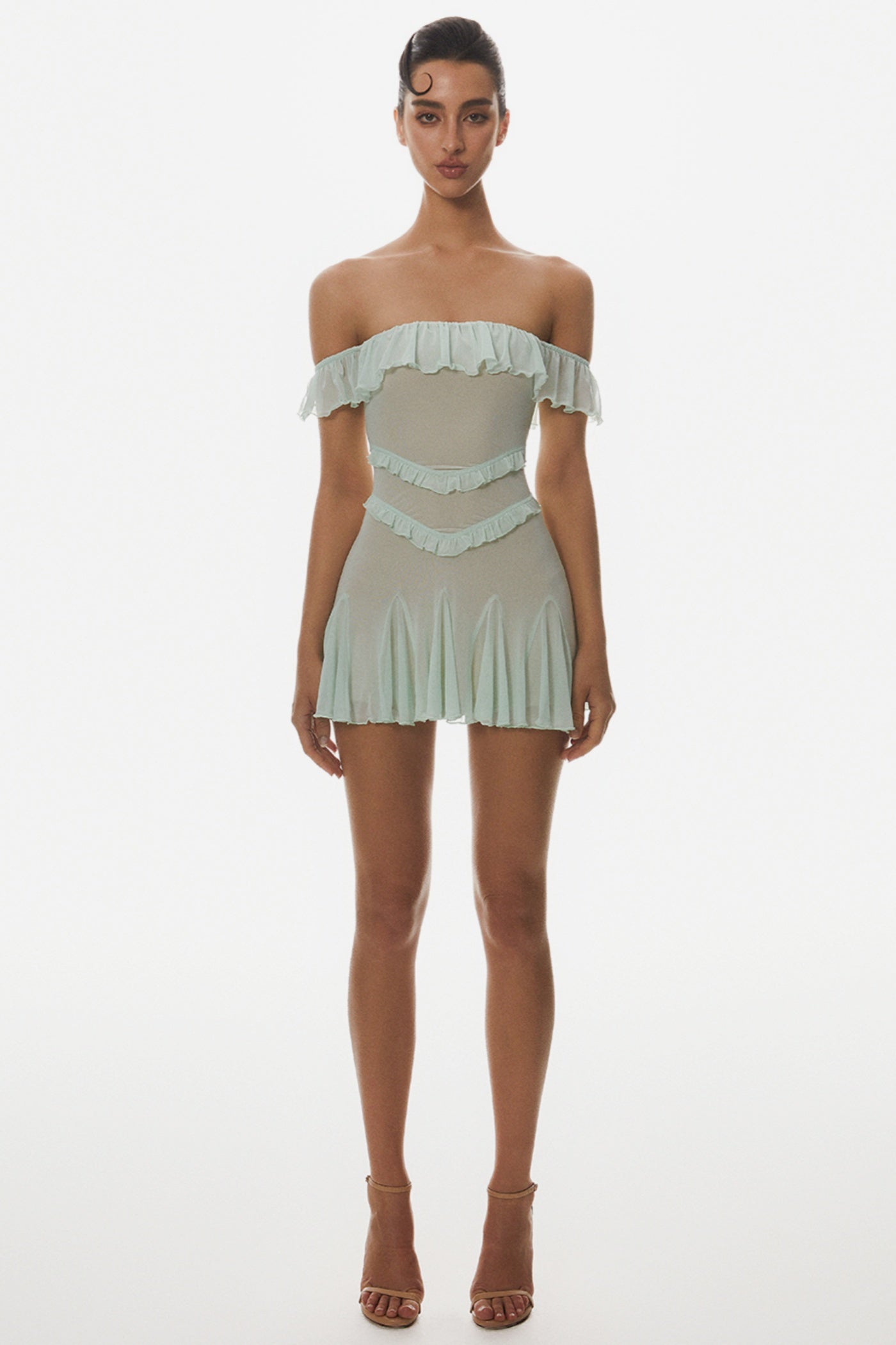 Charelle Off Shoulder Ruffle Mini Dress Avalabel