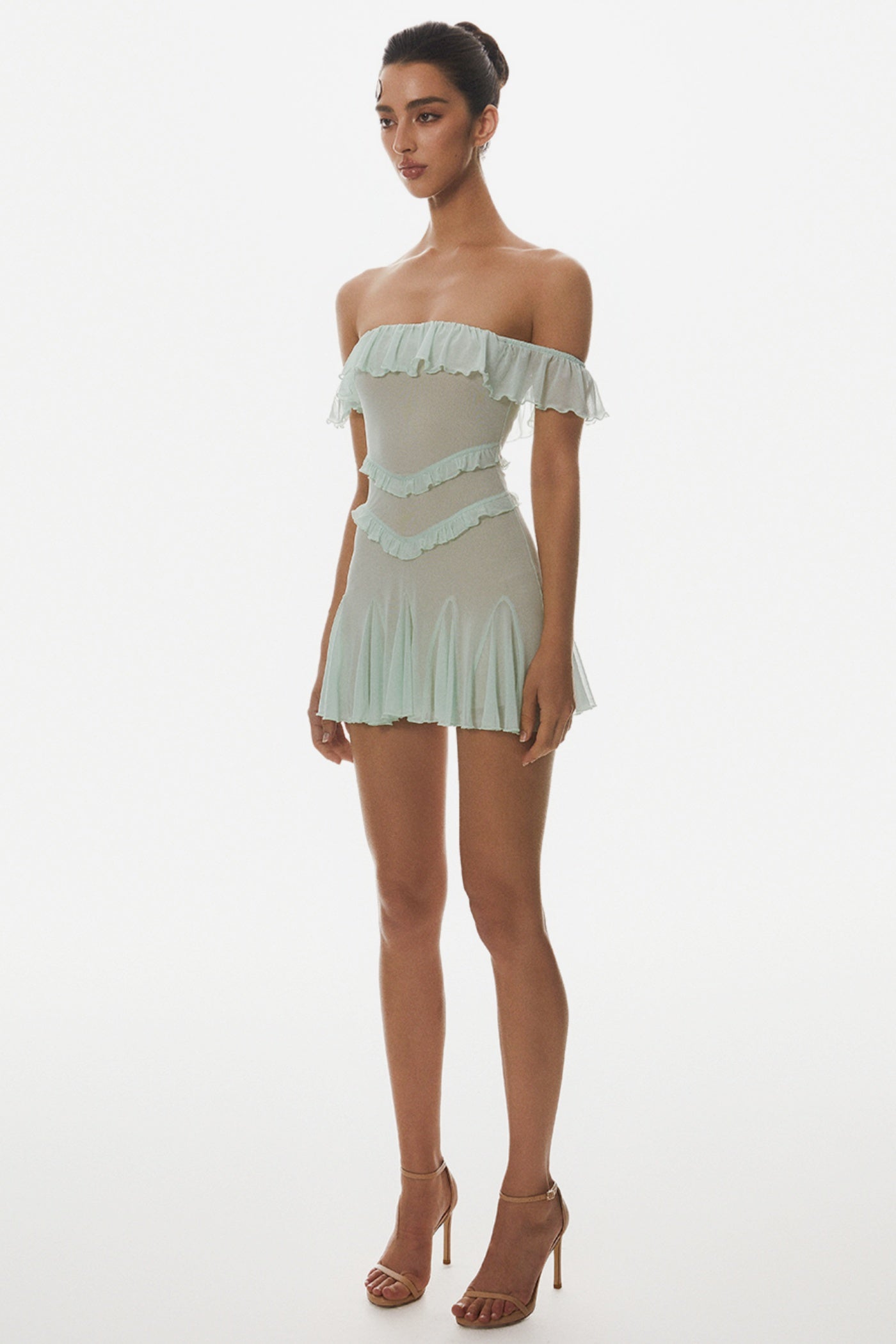 Charelle Off Shoulder Ruffle Mini Dress Avalabel
