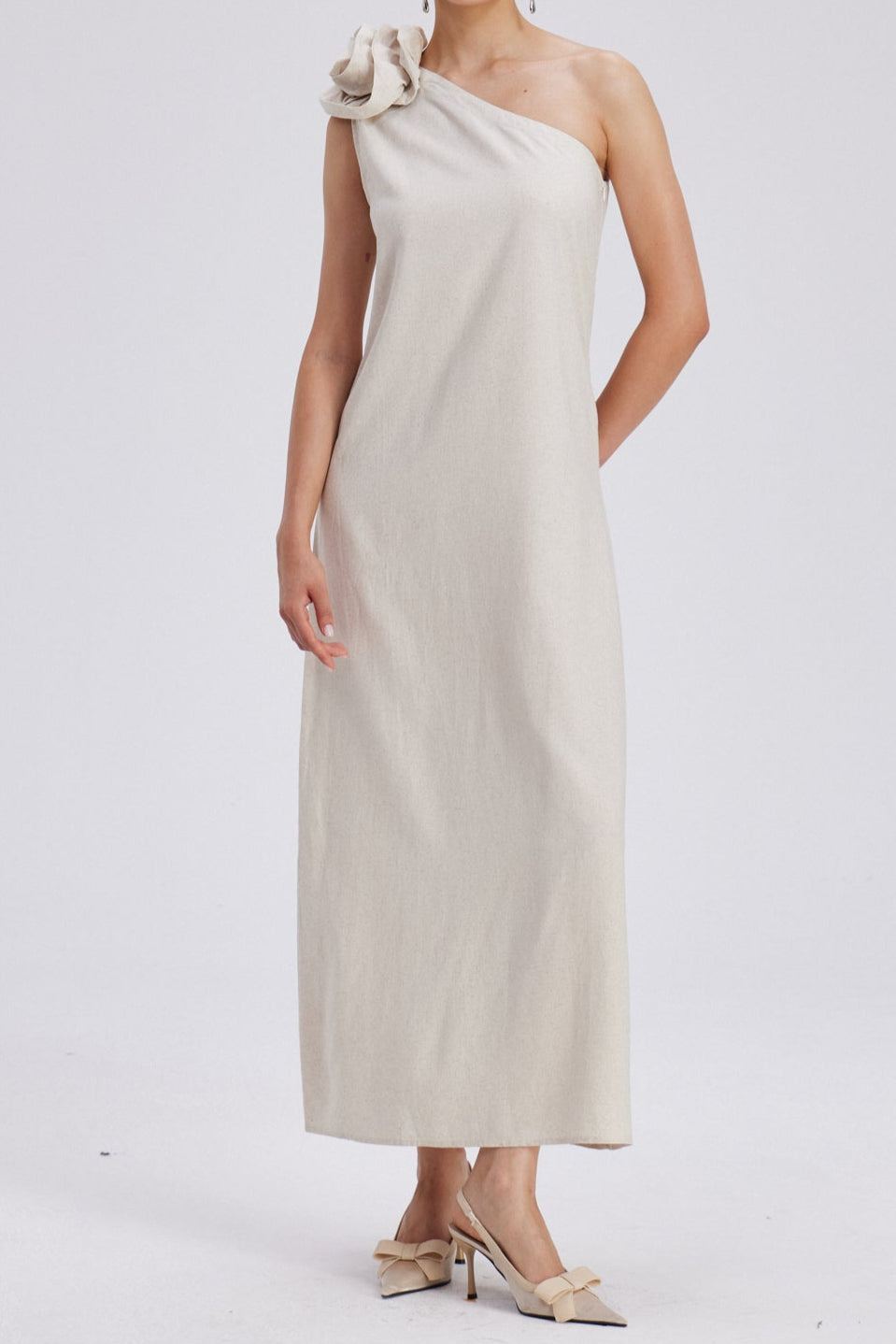Charlotta Flower One Shoulder Maxi Dress Avalabel