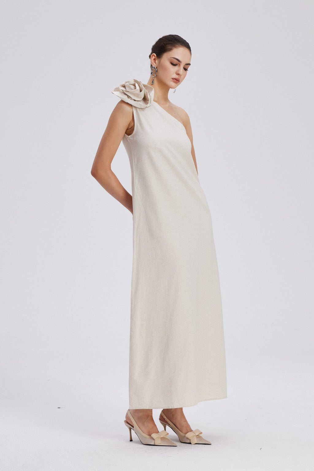 Charlotta Flower One Shoulder Maxi Dress Avalabel