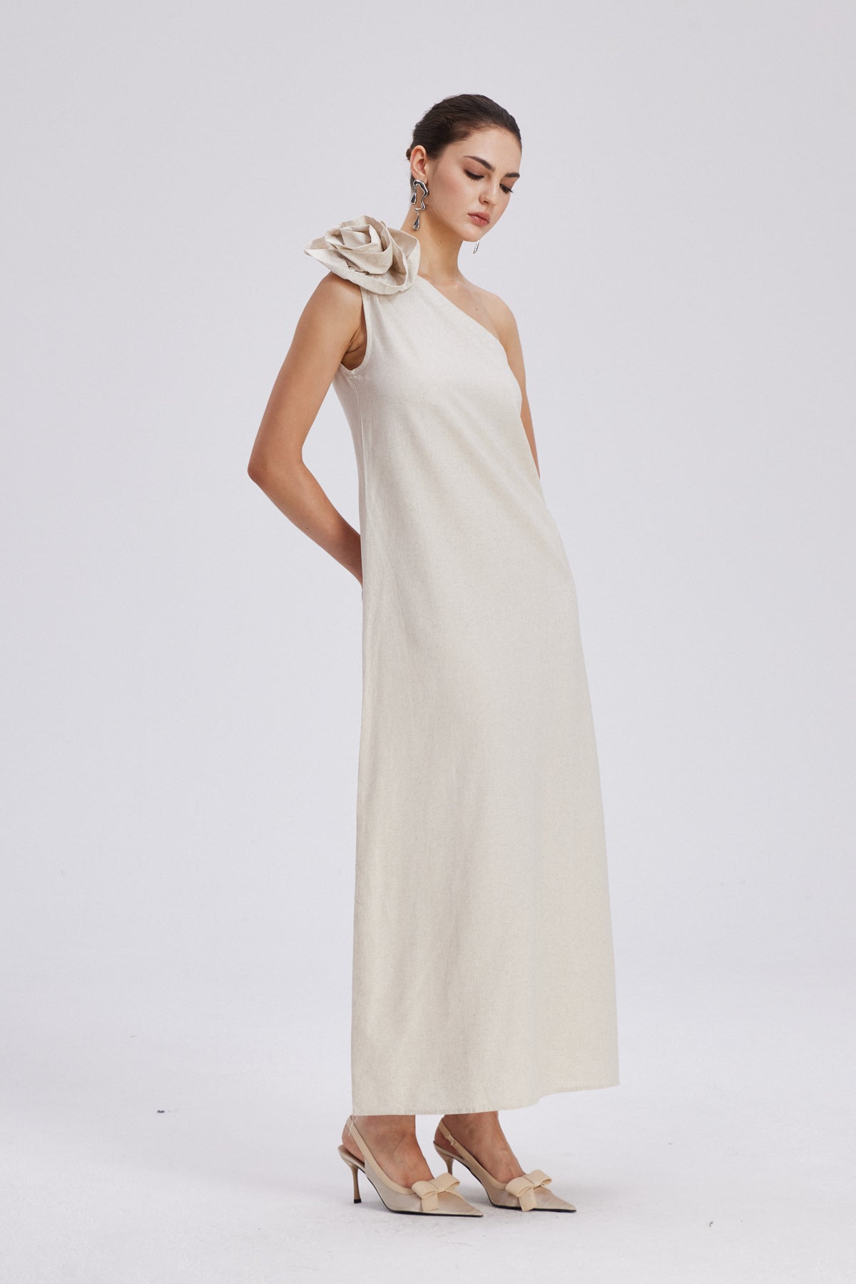 Charlotta Flower One Shoulder Maxi Dress Avalabel