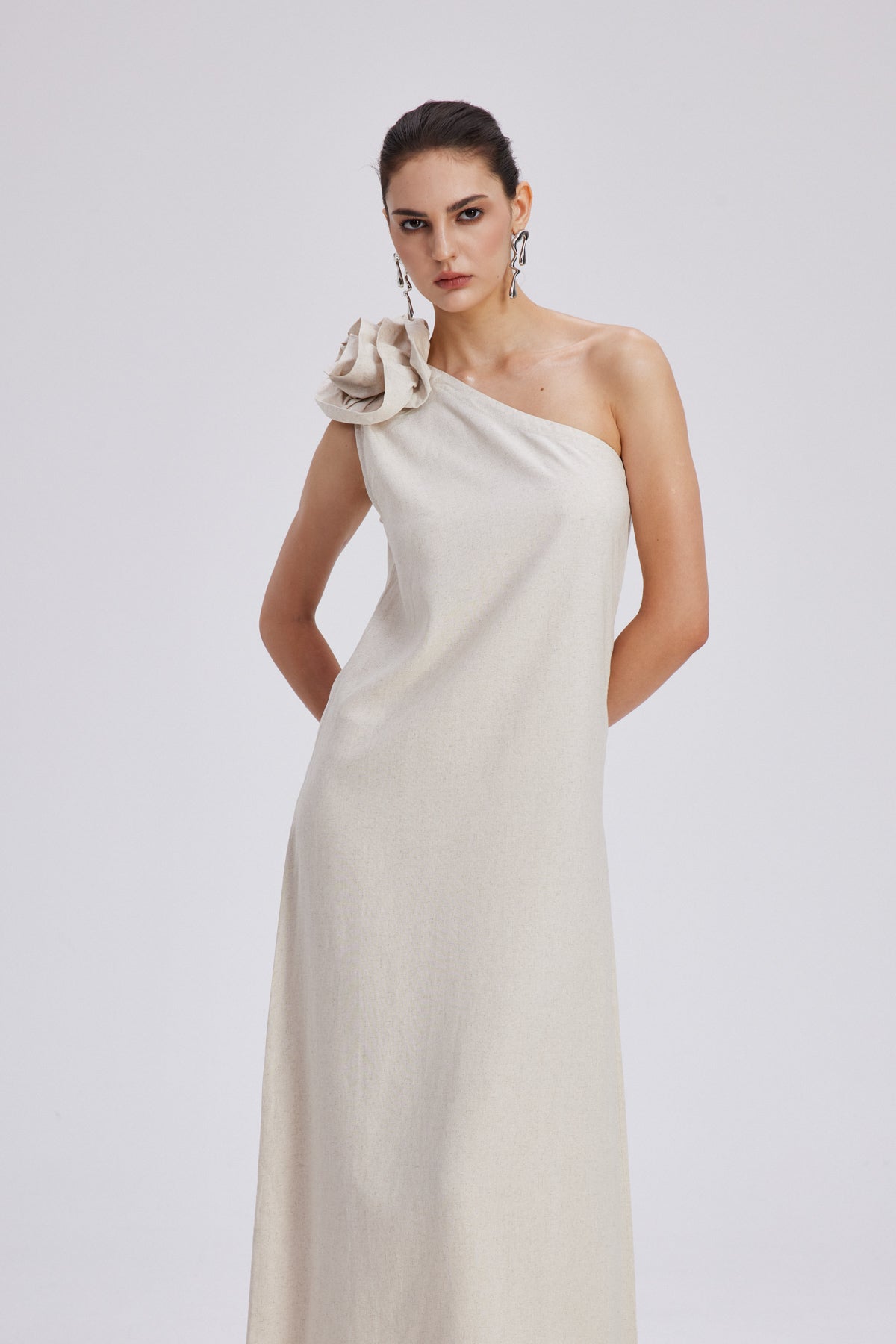 Charlotta Flower One Shoulder Maxi Dress Avalabel