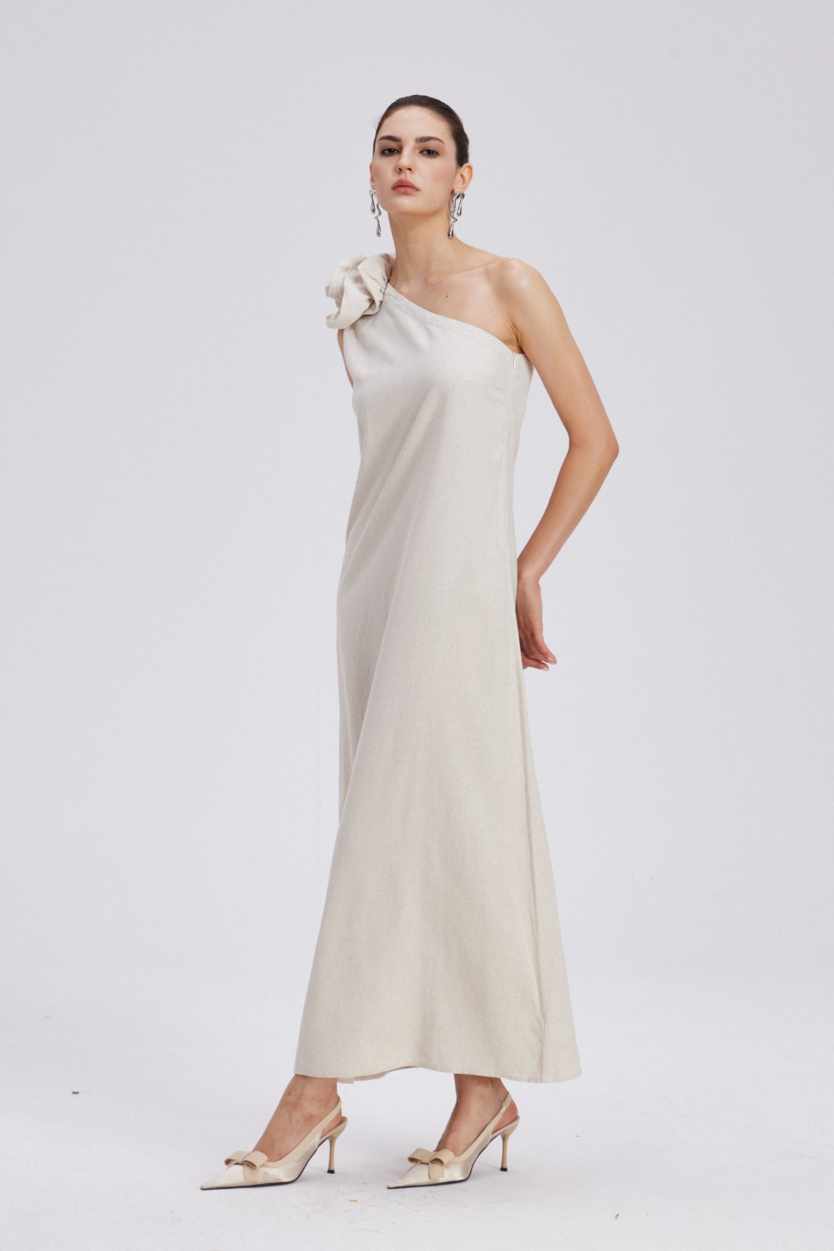 Charlotta Flower One Shoulder Maxi Dress Avalabel