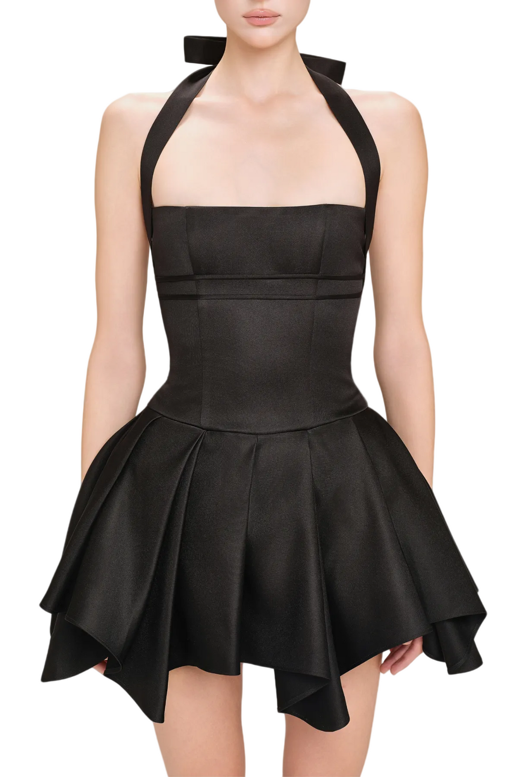 Charnelle Halter Silky Mini Dress - Black Avalabel