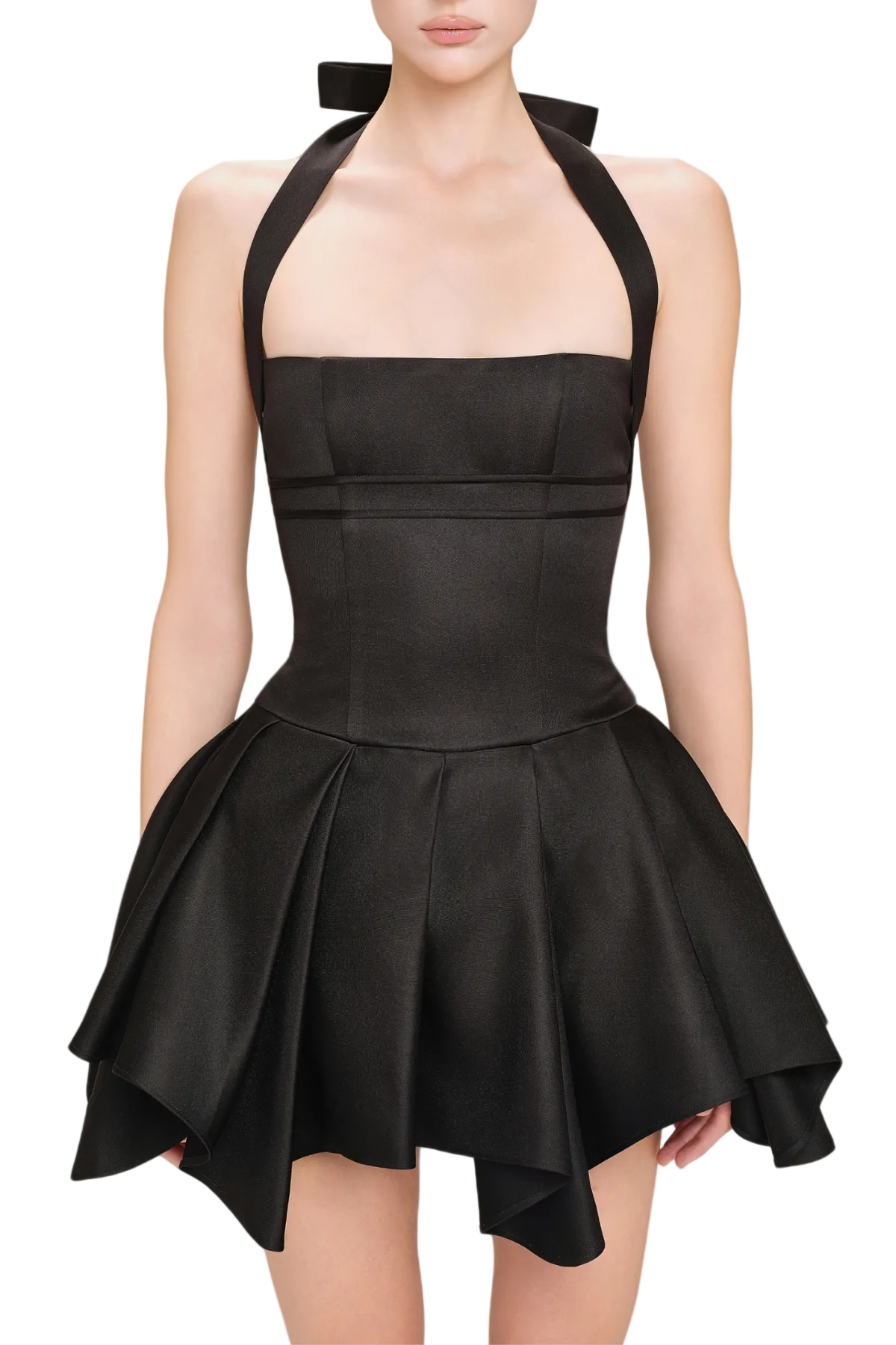 Charnelle Halter Silky Mini Dress - Black Avalabel