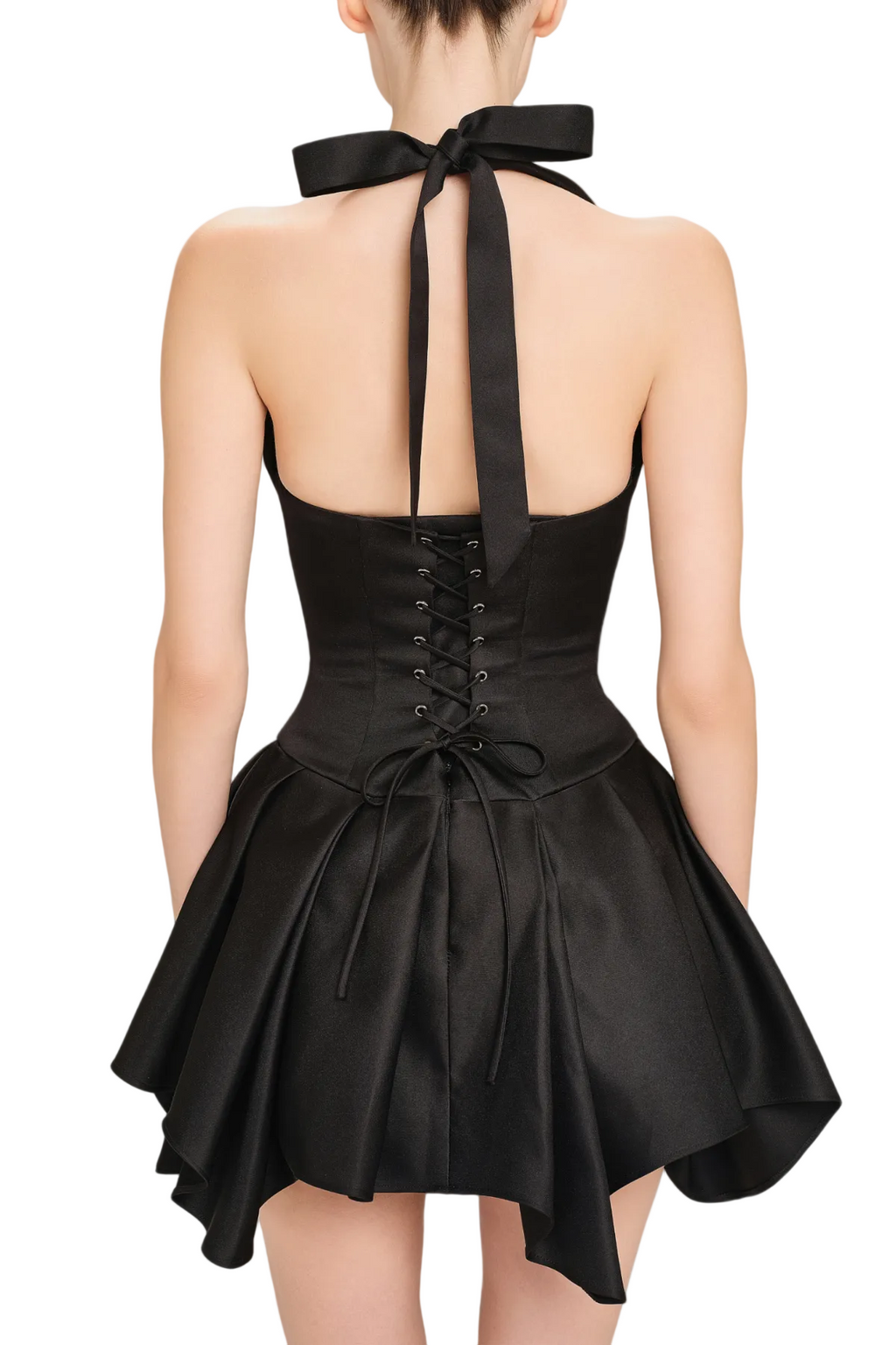 Charnelle Halter Silky Mini Dress - Black Avalabel