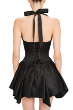 Charnelle Halter Silky Mini Dress - Black Avalabel