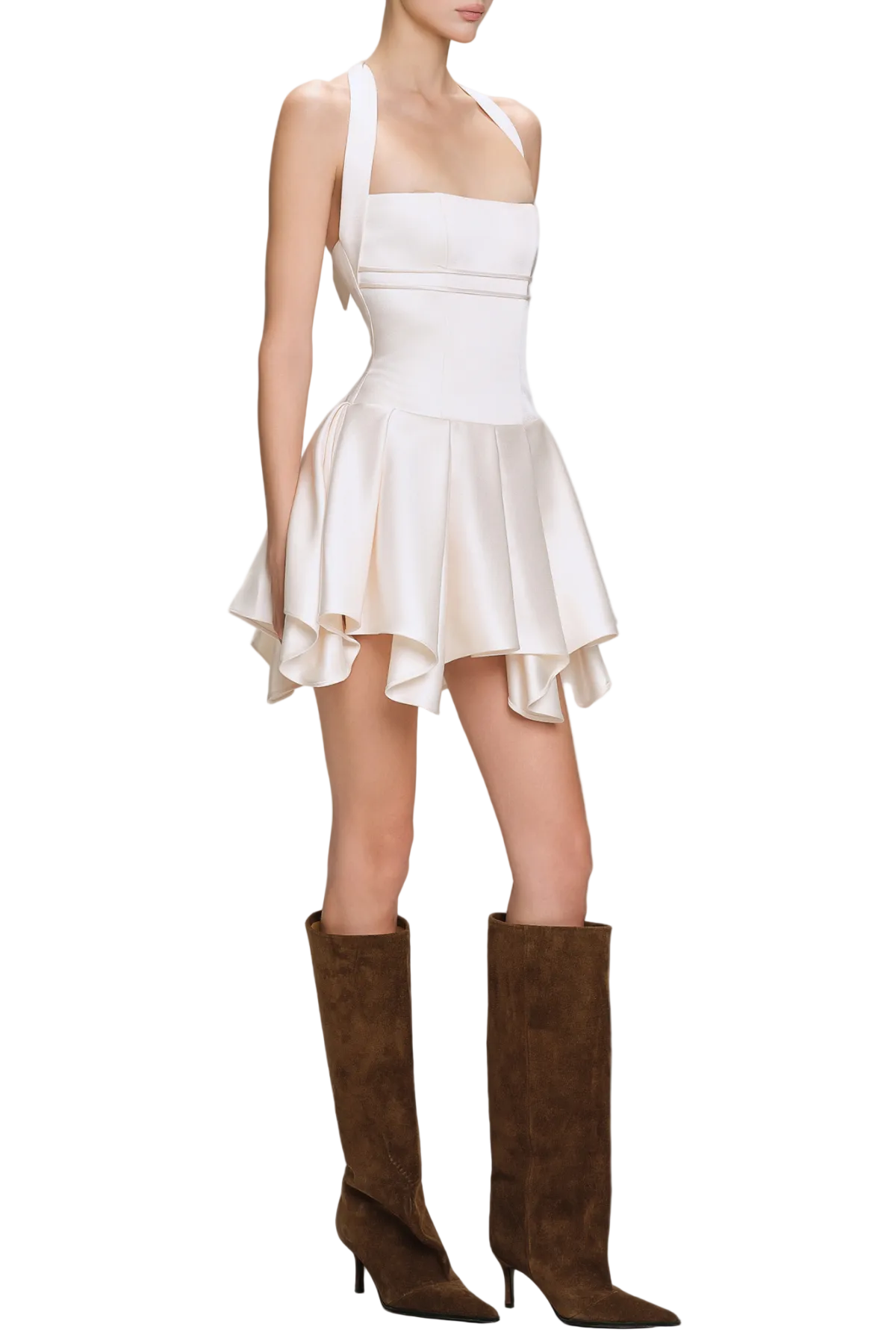 Charnelle Halter Silky Mini Dress - White Avalabel