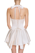 Charnelle Halter Silky Mini Dress - White Avalabel