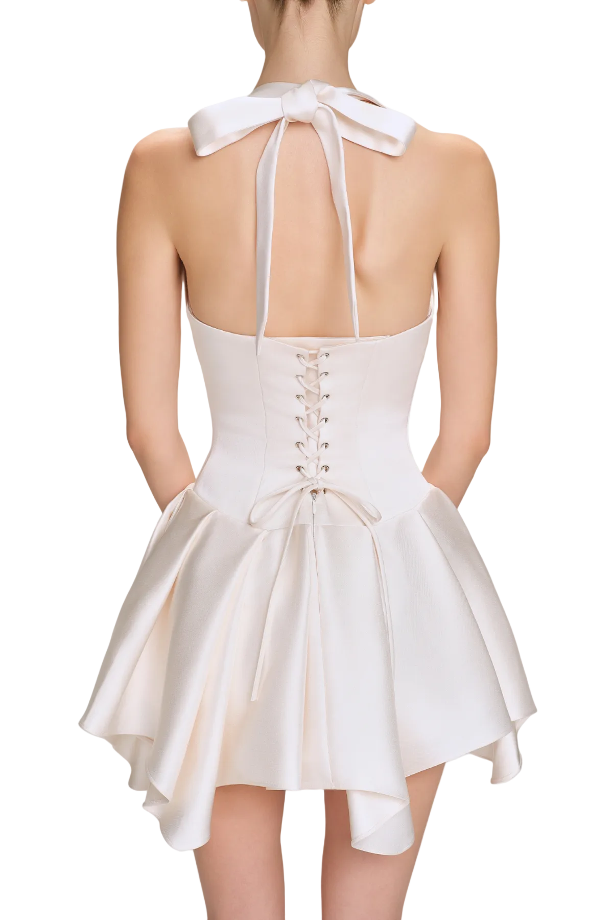 Charnelle Halter Silky Mini Dress - White Avalabel