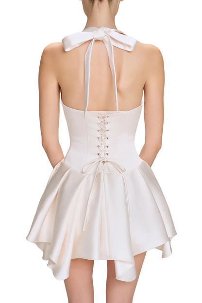 Charnelle Halter Silky Mini Dress - White Avalabel