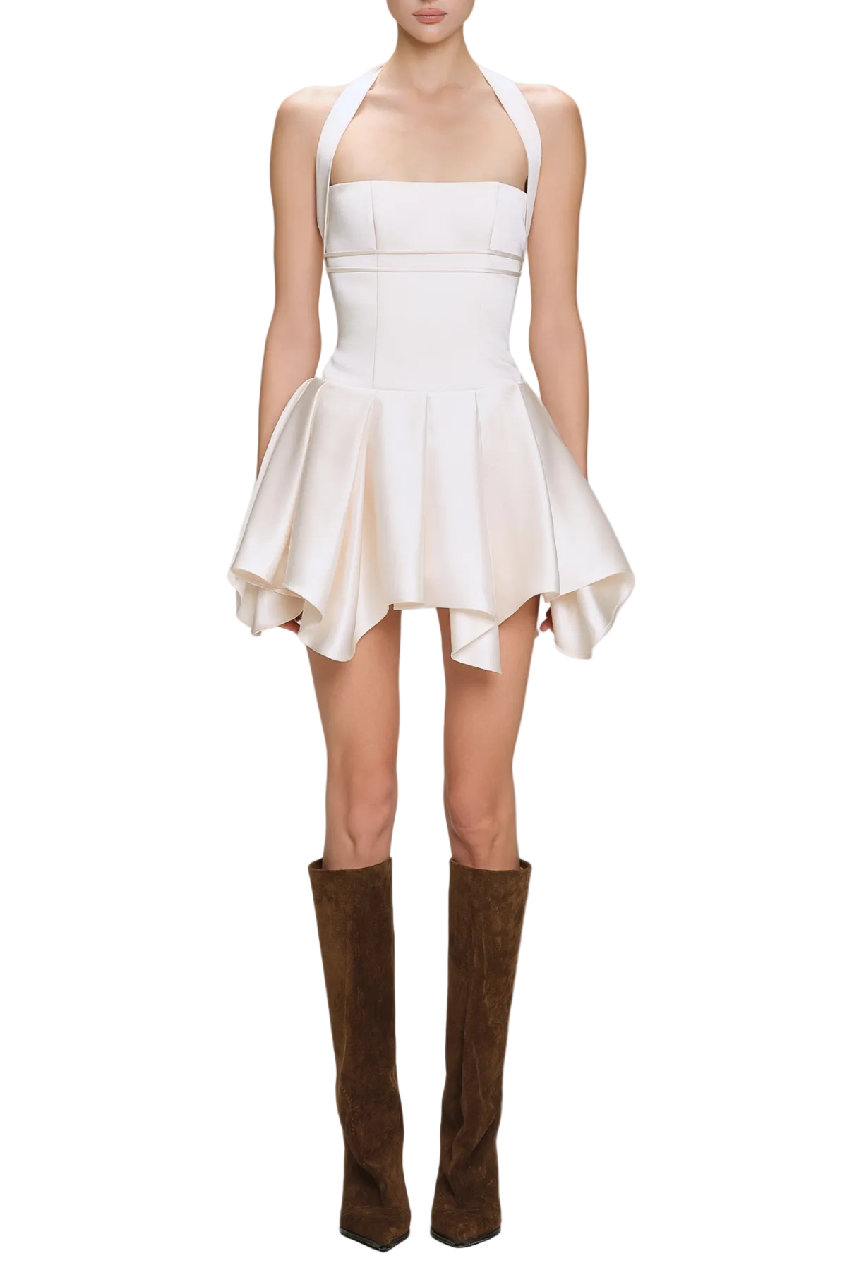 Charnelle Halter Silky Mini Dress - White Avalabel