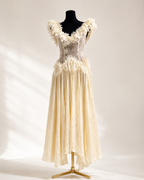 Off Shoulder 3D Floral Lace Corset Chiffon Maxi Dress poava