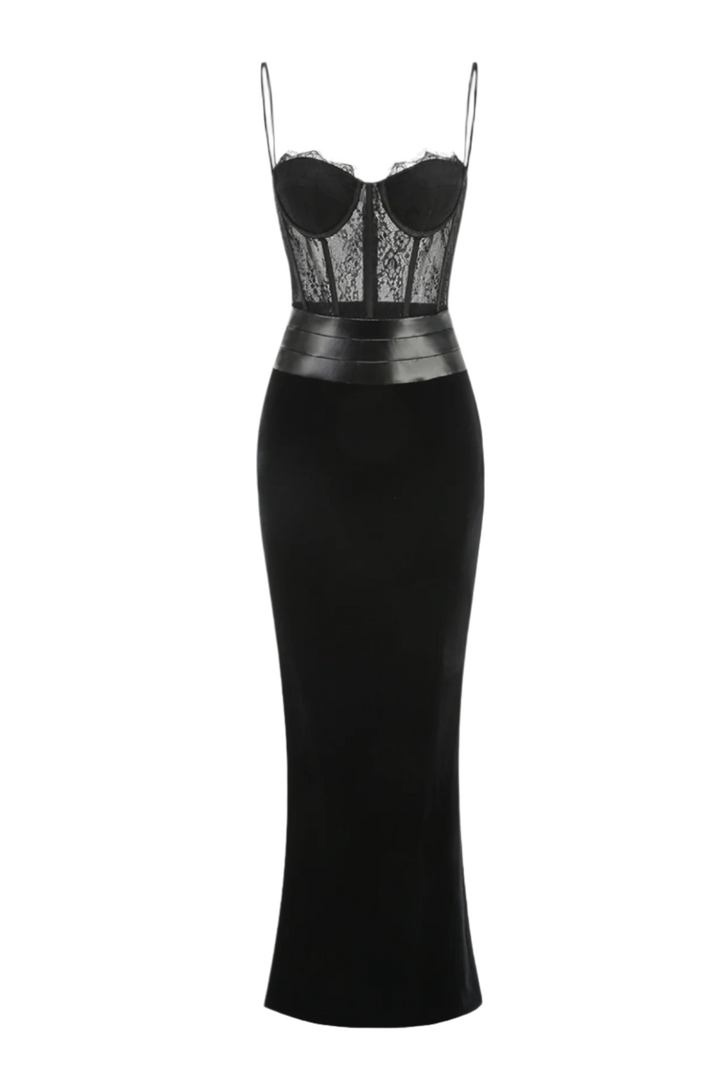 Lace Corset Velvet Maxi Dress Avalabel