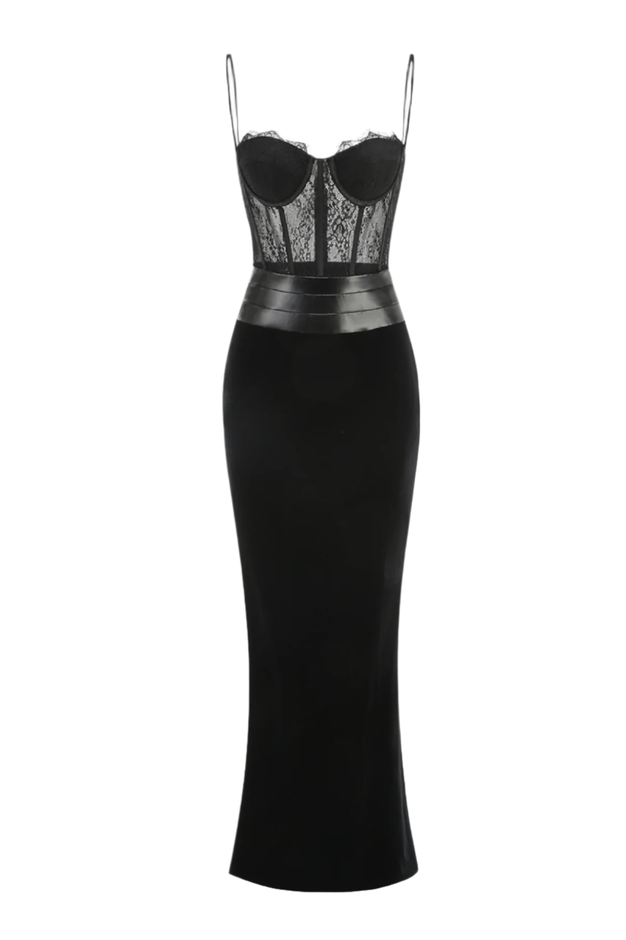 Lace Corset Velvet Maxi Dress Avalabel