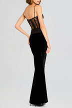 Lace Corset Velvet Maxi Dress Avalabel