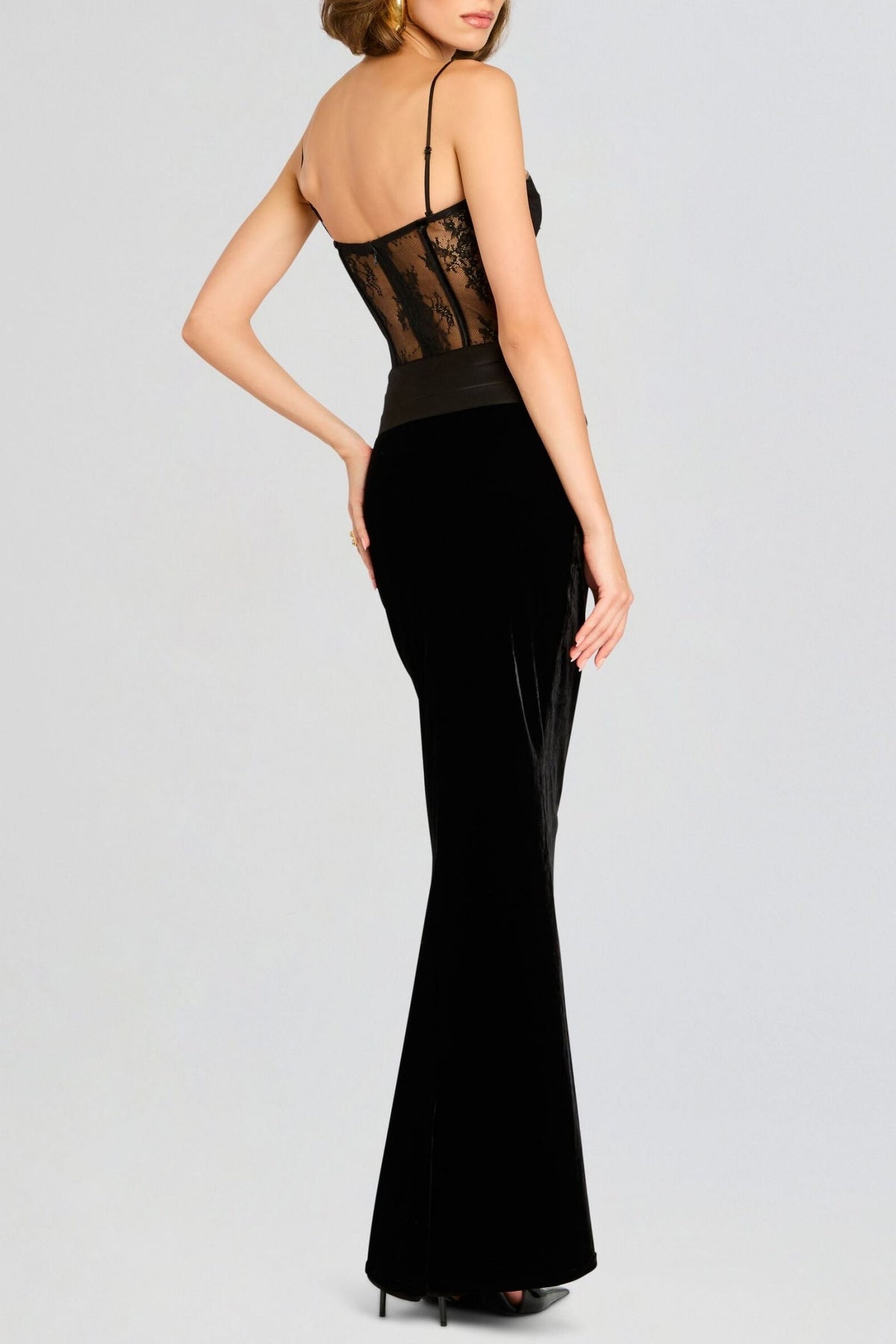 Lace Corset Velvet Maxi Dress Avalabel