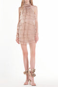 Halter Floral Ruffle Layer Mini Dress Avalabel