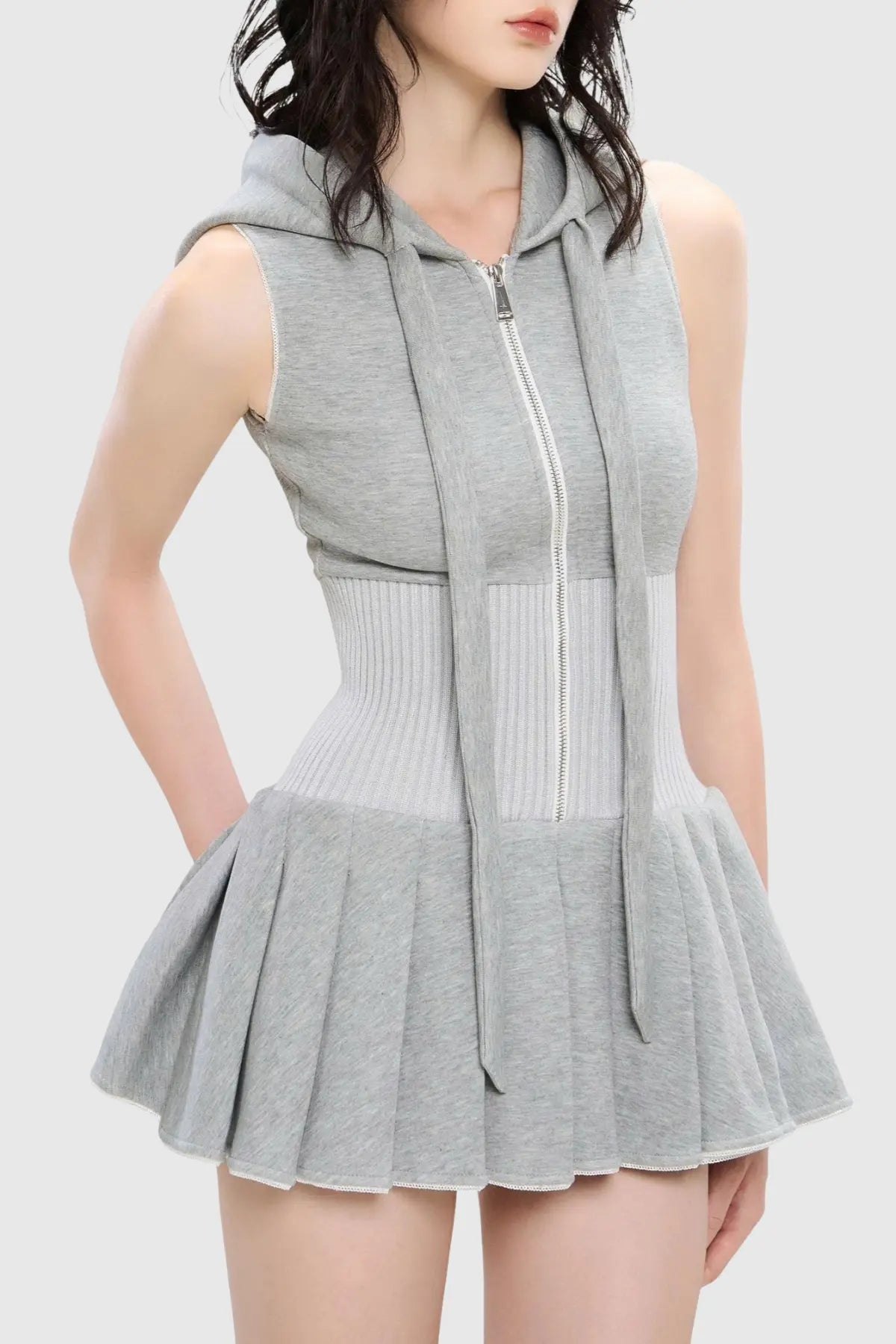 Cliffa Sleeveless Knit Mini Dress - Grey Avalabel