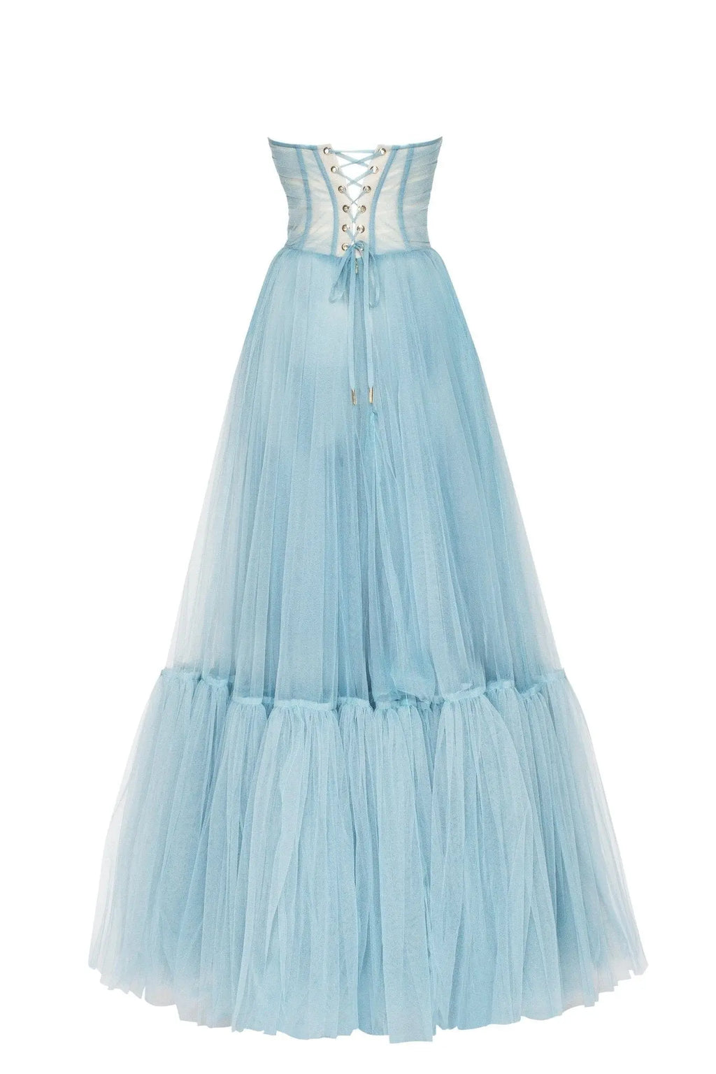 Ocean Wave Sheer Sleeves Maxi Tulle Dress Avalabel