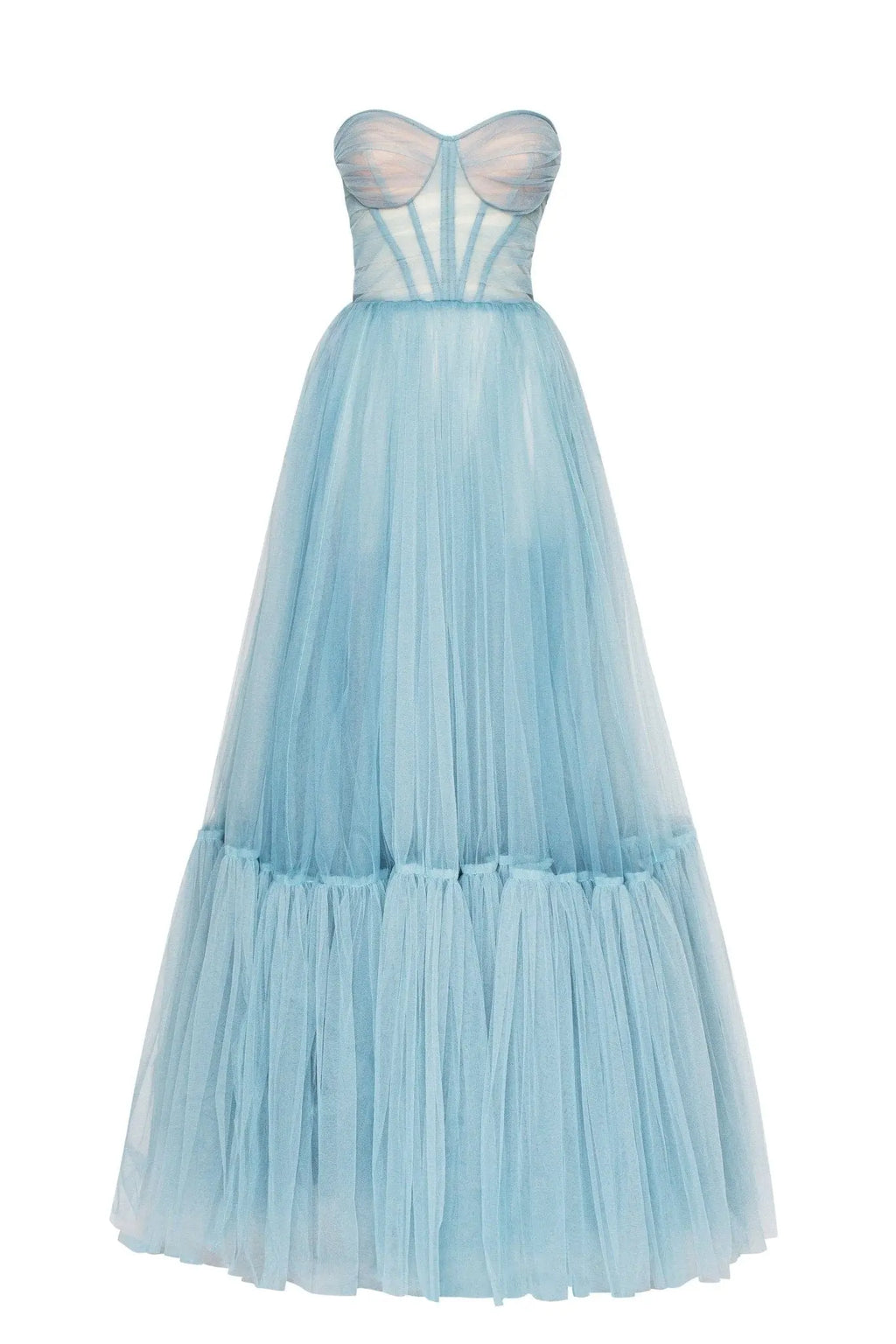 Ocean Wave Sheer Sleeves Maxi Tulle Dress Avalabel