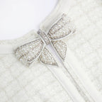 Cream Boucle Bow Mini Dress Avalabel