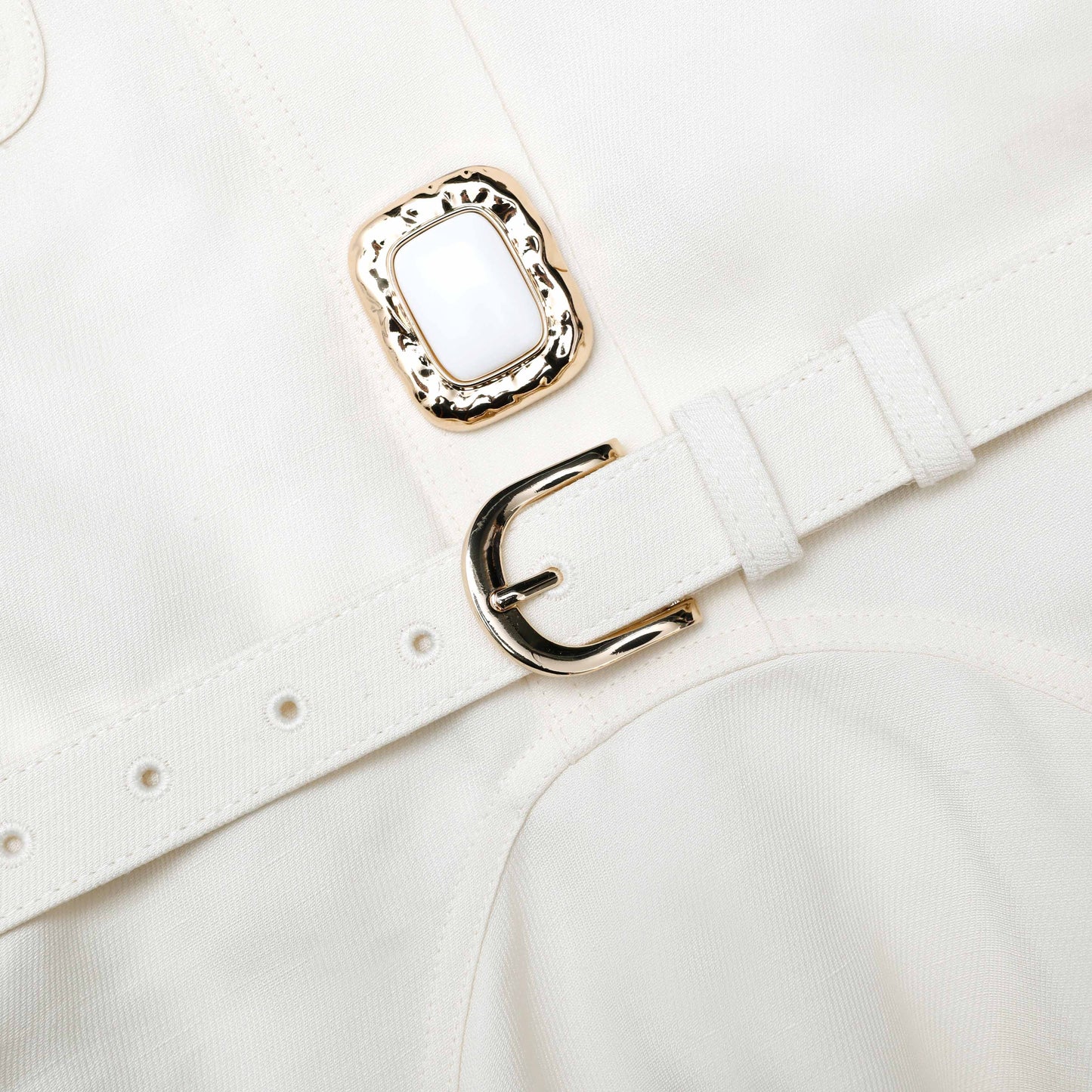 Cream Linen Mini Dress