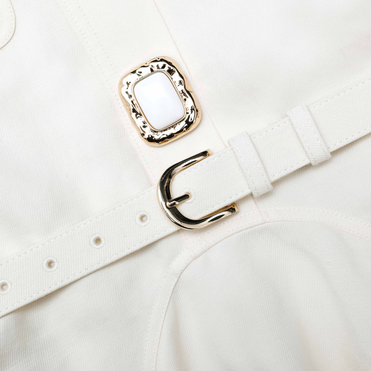 Cream Linen Mini Dress Avalabel