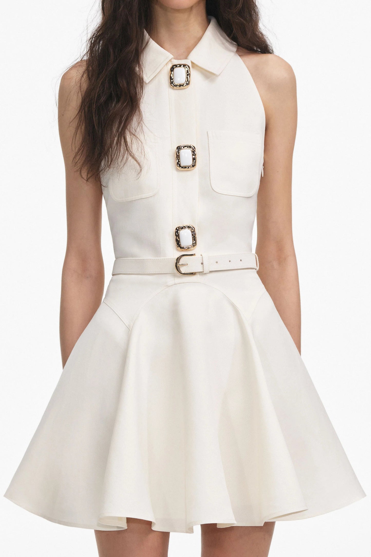 Cream Linen Mini Dress