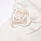 Cream Satin Flower Midi Dress Avalabel