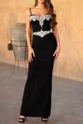 rita Rhinestone Bandage maxi dress in black Avalabel